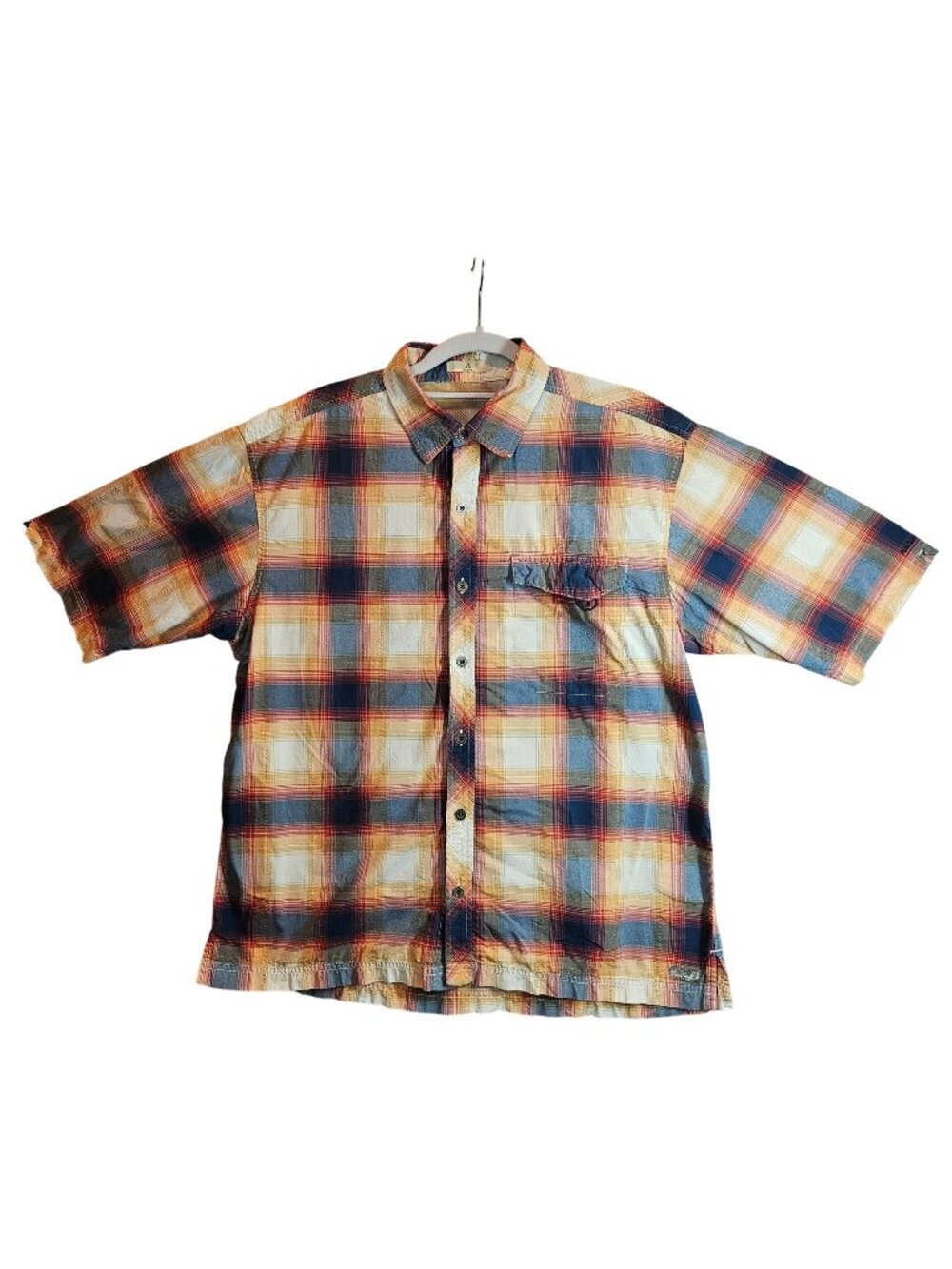 Ascend Plaid Short Sleeve Button Shirt Vented Mens L Breathable office outdoor